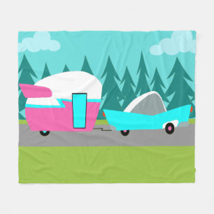 Retro Camper/Trailer en autowrakken Fleece Deken