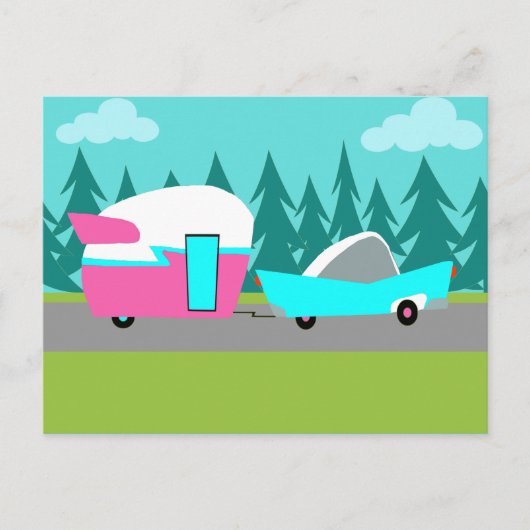 Retro Camper/Trailer en Briefkaart auto (Voorkant)