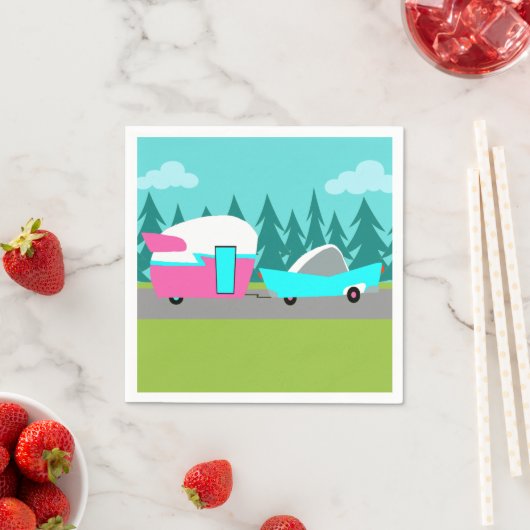 Retro Camper / Trailer en Car Paper servetten (Insitu)