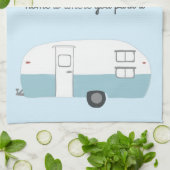 Retro Camper Trailer RV Motorhome Blue Theedoek (Gevouwen)