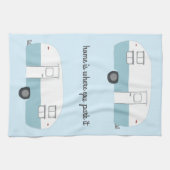 Retro Camper Trailer RV Motorhome Blue Theedoek (Horizontaal)