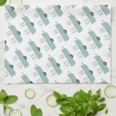 Rétro Camper Trailer serviette de cuisine blanche (Plié)