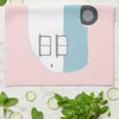 Rétro Camper Trailer serviette de cuisine rose (Plié)