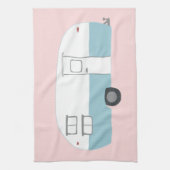 Rétro Camper Trailer serviette de cuisine rose (Vertical)