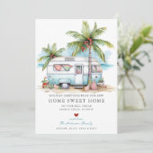 Retro Camper Vakantie Bewegende aankondiging (Staand voorkant)