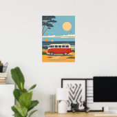 Retro Camper Van Beach Road Trip Art Poster (Thuiskantoor)