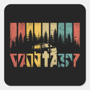 Retro Camper Van Life -  Vanlife Vierkante Sticker