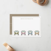  Retro Camper Vans gepersonaliseerd Notitiekaartje (Voorkant / Achterkant in situ)