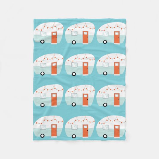 Retro  Campers Trailers Fleece Blanket Deken (Voorkant)