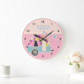 Retro Campervan Pink Blue Hipster Shabby Chic Grote Klok (Huis)