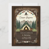 rétro camping anniversaire invitation garçon (Devant)