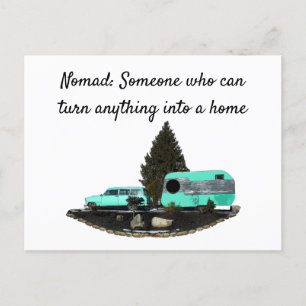Retro Camping Auto Aanhangwagen Briefkaart