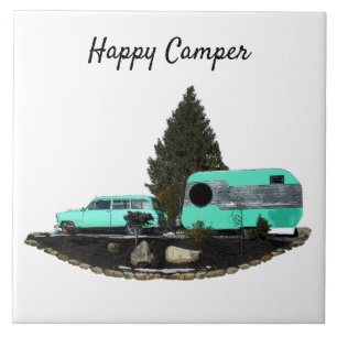 Retro Camping Car Trailer Nomad Keramische Tegel Tegeltje