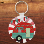 Retro Camping Feest Benodigdheden Aangepaste Rood Sleutelhanger (Voorkant)