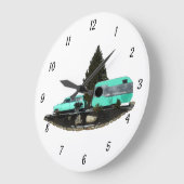 Rétro Camping Remorque Voiture Nomad Horloge mural (Angle)