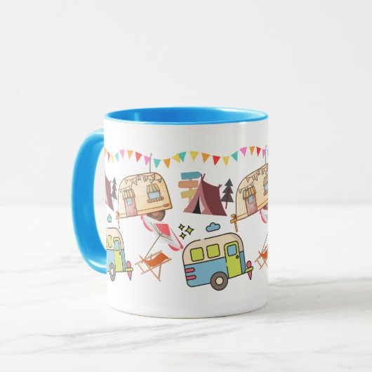Retro Camping-thema Mok (Voorkant links)