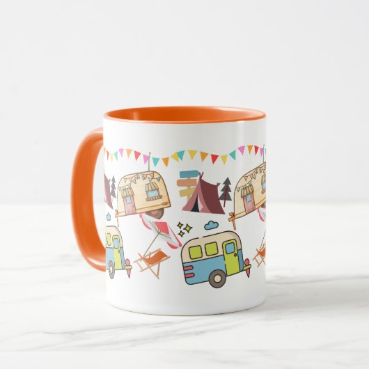 Retro Camping-thema Mok (Voorkant links)