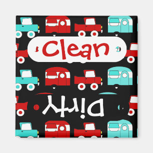 Retro Camping Trailer Turquoise Red Vintage RV Magneet