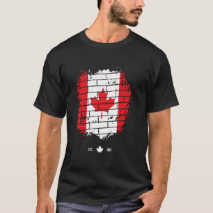 Retro Canada Esdoornblad Canada Vlag OPGERICHT 186 T-shirt