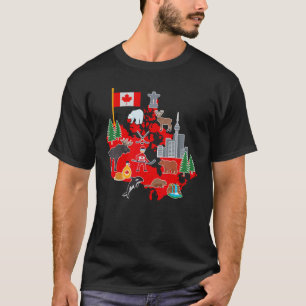 Retro Canada Teken & Symbolen Kaart Maple Leaf Can T-shirt