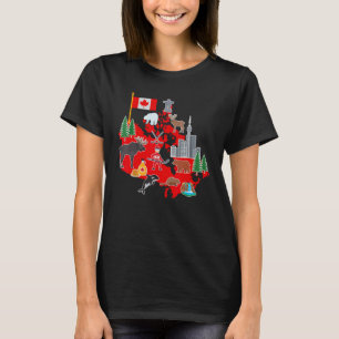 Retro Canada Teken & Symbolen Kaart Maple Leaf Can T-shirt