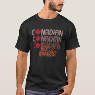 Retro Canadian Babe Happy Canada Day pleitte voor  T-shirt