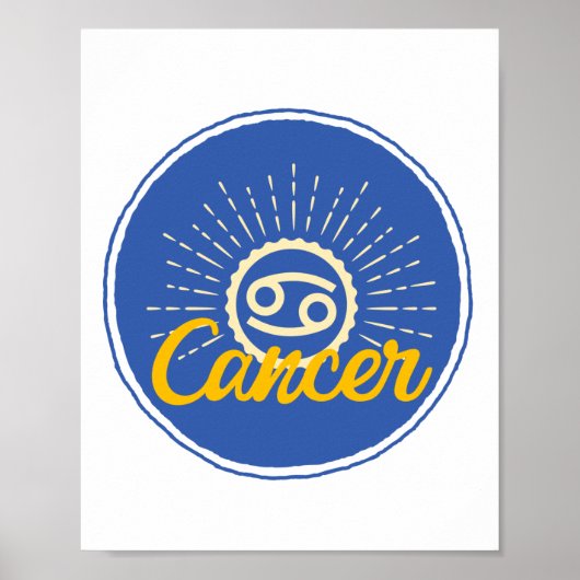 Retro Cancer Zodiac Sign Badge Poster (Voorkant)
