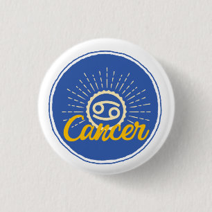 Retro Cancer Zodiac Sign Ronde Button 3,2 Cm