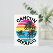 Retro Cancun Mexico Palm Tree Travel Briefkaart (Staand voorkant)