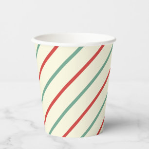 Retro Candy Cane Christmas Stripes Rood Groen Papieren Bekers