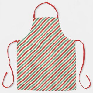Retro Candy Cane Christmas Stripes Rood Groen Schort
