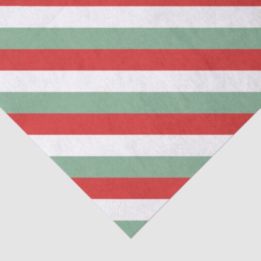 Retro Candy Cane Gestreept Rood Groen Kerst Tissuepapier (Detail)