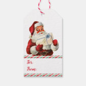 Retro Candy Cane Kerstman Kerstmis Cadeaulabel (Achterkant)