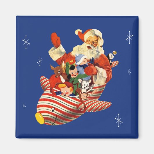 Retro Candy Rocket Père Noël Magnet (Devant)