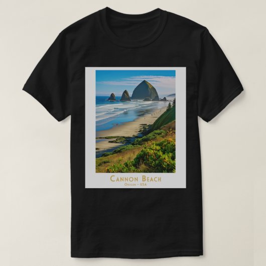 Retro  Cannon Beach Haystack Rock T-shirt (Design voorkant)
