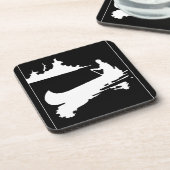 Retro Canoe Silhouette Bier Onderzetter (Linkerzijde)