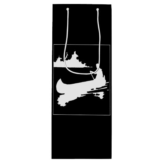 Retro Canoe Silhouette Wijn Cadeautas (Voorkant)