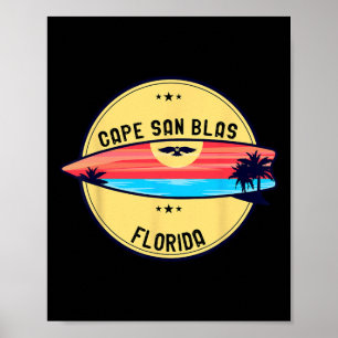 Retro Cape San Blas Florida Beach Surfen Voor Mann Poster