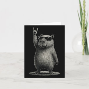 Retro Capybara Rock Music Gift Mannen Kinder vrouw Kaart