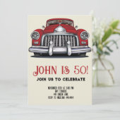 Retro Car 50e invitation anniversaire (Debout devant)