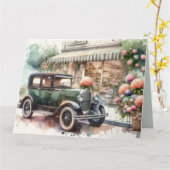 Retro Car & Blooming Boutique Scene Kaart (Gele Bloem)