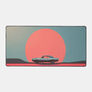 Retro Car Minimal Sunset Artwork Bureaumat