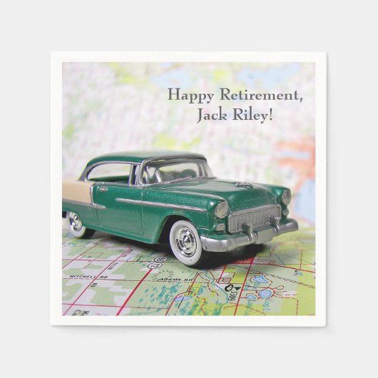 retro car on road map for Retirement Servetten (Voorkant)