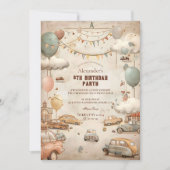 Retro Car Themed Kids Birthday Kaart (Voorkant)