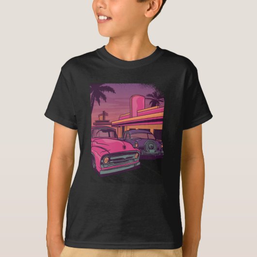 Retro Car US Diner T-shirt (Voorkant)