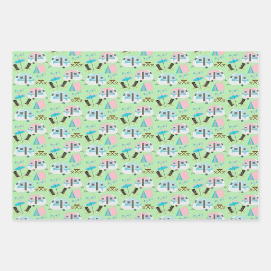 Retro Caravan Camping Cute P Inpakpapier Vel (Voorkant 3)