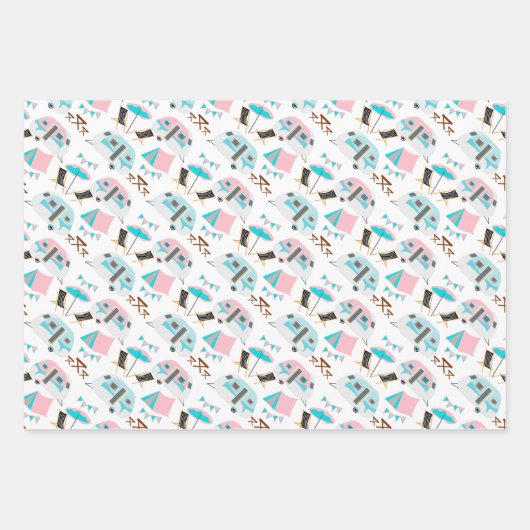 Retro Caravan Camping Cute P Inpakpapier Vel (Voorkant)