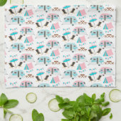 Retro Caravan Camping Cute Pattern Theedoek (Gevouwen)