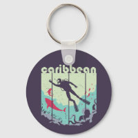  Retro Caribbean Duving Cool Scuba Diver