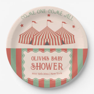 Retro Carnaval Circus Baby shower Papieren Bordje